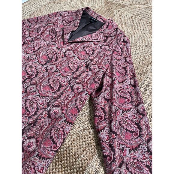 Vintage 90s Maggie Barnes Tapestry Paisley Pattern open front blazer SZ 3x - Picture 2 of 9